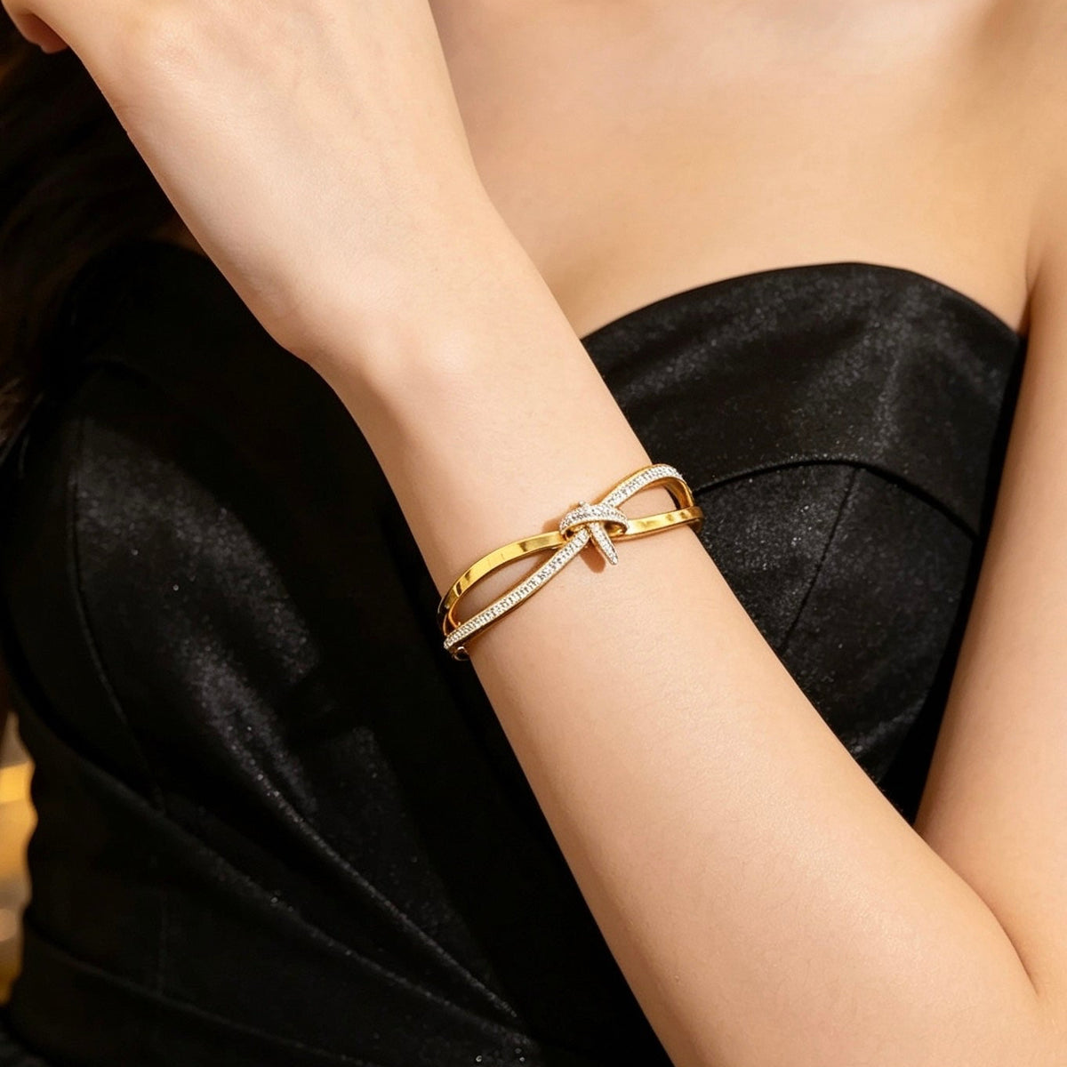 Gold Knot Design Bangle Bracelet