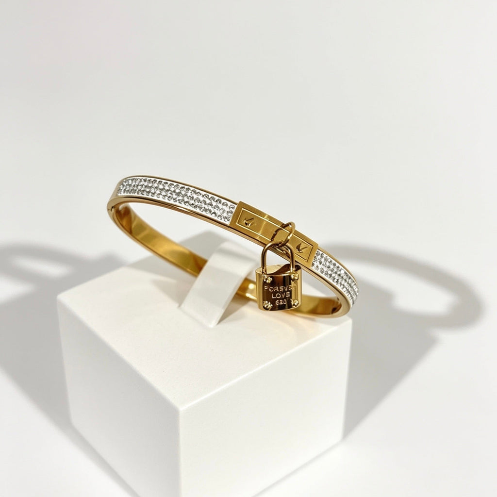 Gold Lock Charm Bracelet