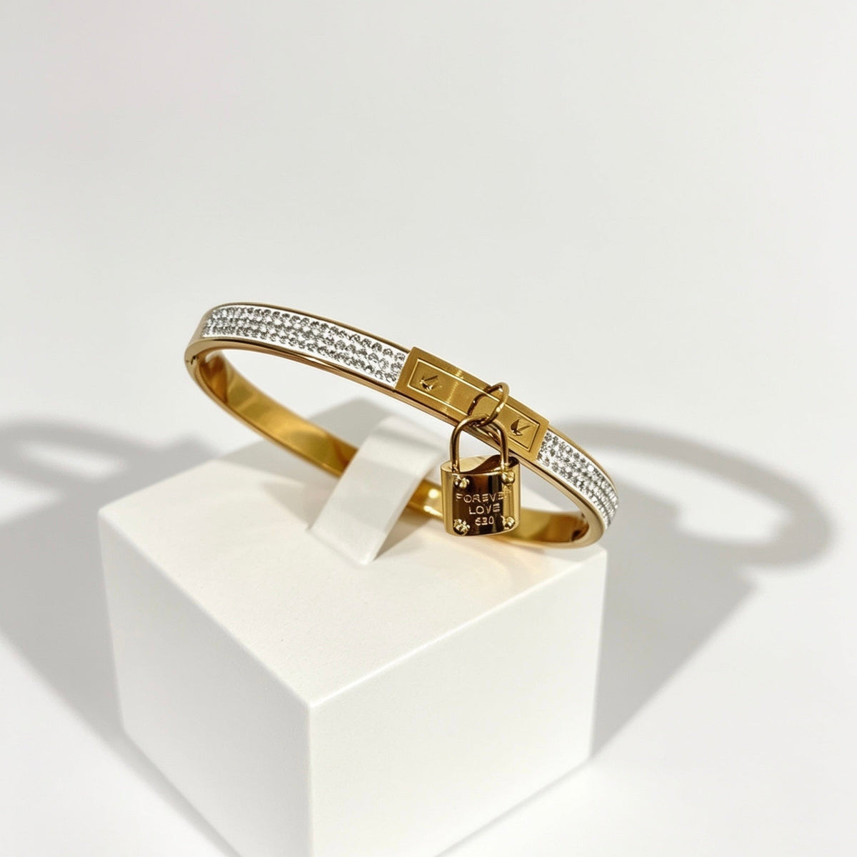 Gold Lock Charm Bracelet