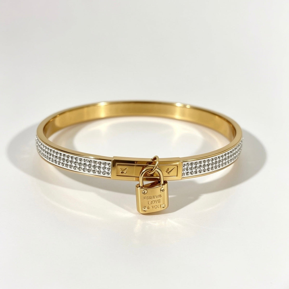 Gold Lock Charm Bracelet