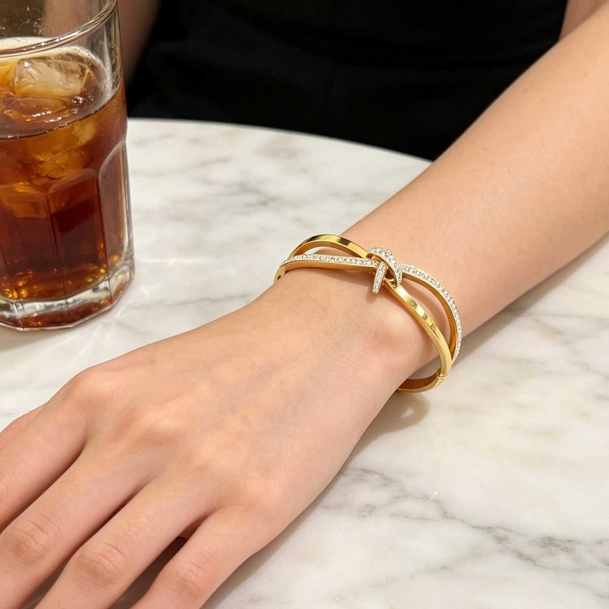 Gold Knot Design Bangle Bracelet