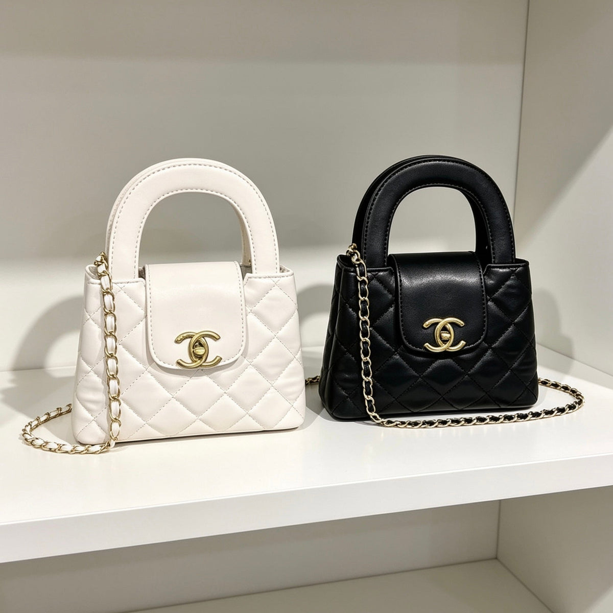 Mini Quilted Top-Handle Channel Bag